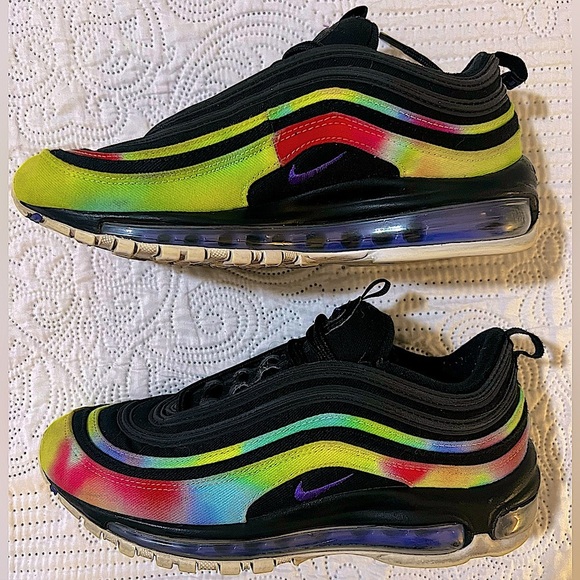 Nike Air Max 97 Tie Dye Black Multi-Color CK0841-001 Sneakers Mens Size 7 - Picture 1 of 13